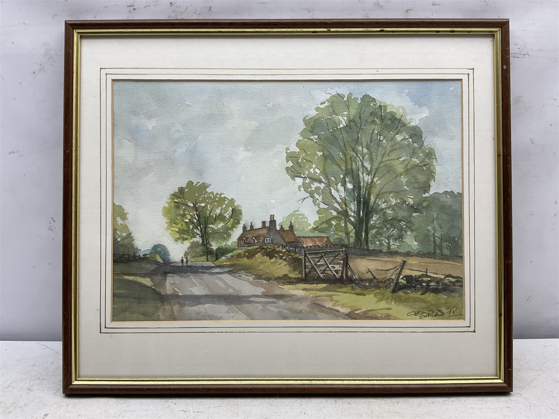 Mark Cook (Chester 1868-1951): 'The Rock Garden - Heron Bridge', watercolour signed and dated 1930, titled on label verso 24cm x 31cm; Barry Claughton (British 20th century): Ladies at the Pond, watercolour signed 35cm x 48cm; Cliff Oldfiend (British Contemporary): 'A Walk in Silpho', watercolour signed, titled verso 25cm x 37cm (3)