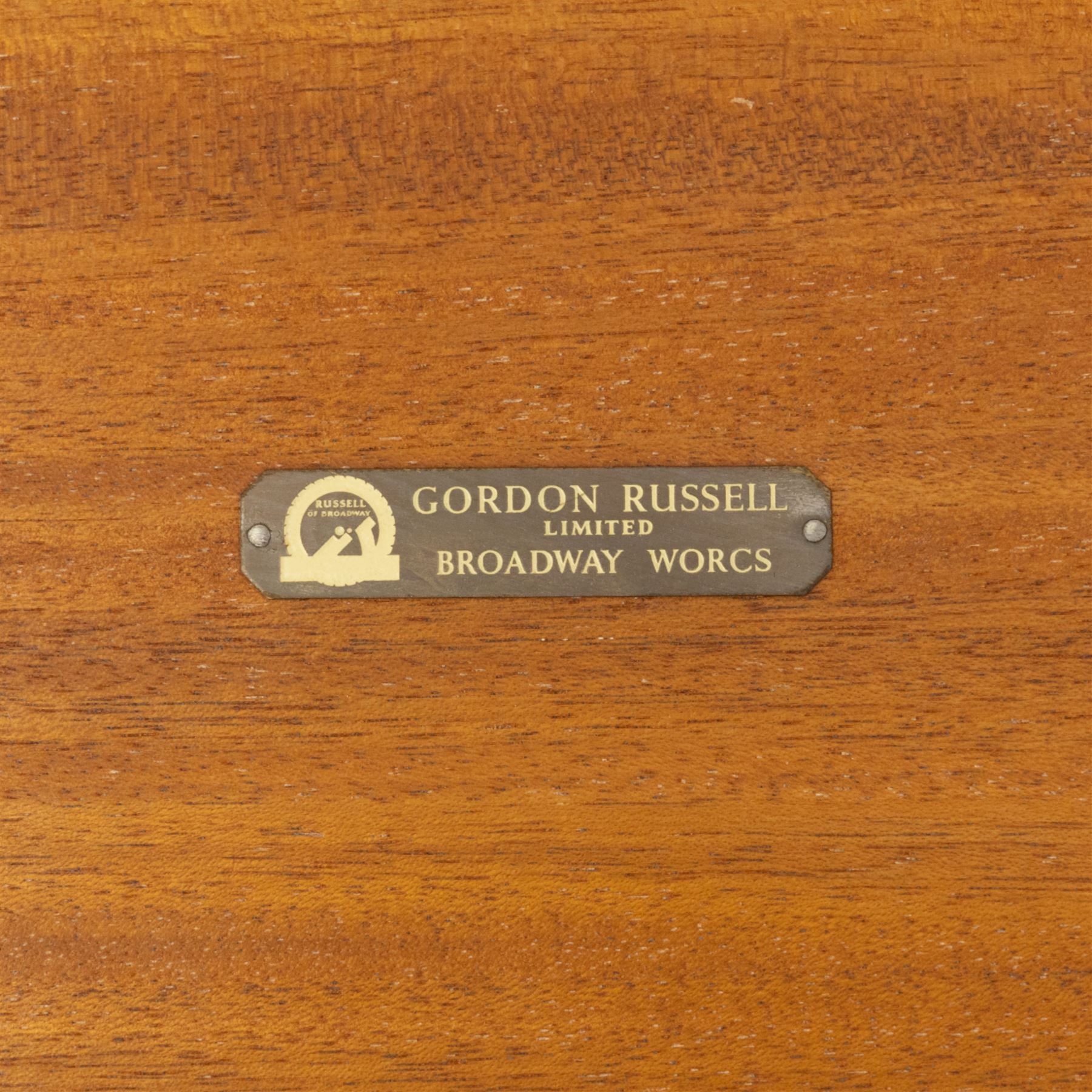 Gordon Russell - mid 20th century mahogany and teak coffee table, chamfered sides and tapered legs