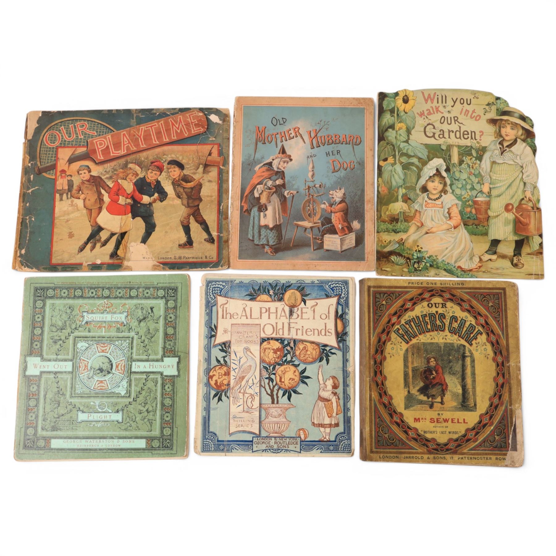 Collection of late 19th century/early 20th century picture books, titles including Mary and her Dog Tray, Struwelpeter Junior, The Home Alphabet, Noah's Ark, Squire Fox Went Out In a Hungry Plight, Old Mother Hubbard and Her Dog, Will You Walk in our Garden, The Alphabet of Old Friends etc