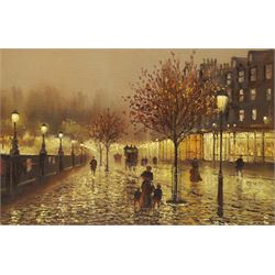 John Bampfield (British 1947-): Autumnal Evening on a Paris Street, oil on canvas signed 50cm x 75cm