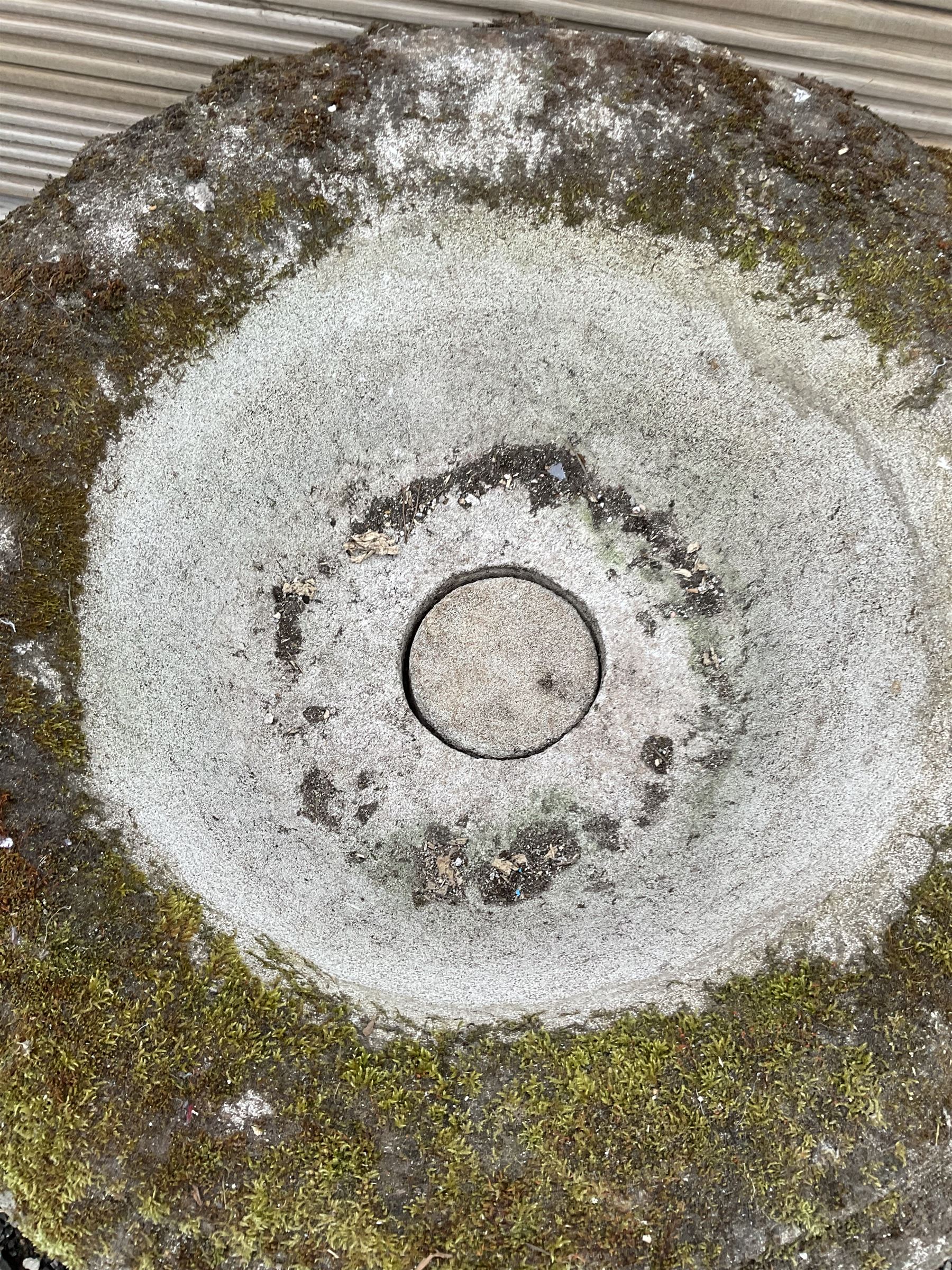 Cast stone urn on plinth, on tall square plinth - THIS LOT IS TO BE COLLECTED BY APPOINTMENT FROM DUGGLEBY STORAGE, GREAT HILL, EASTFIELD, SCARBOROUGH, YO11 3TX