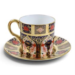 Set of six Royal Crown Derby Old Imari 1128 pattern coffee cans and saucers