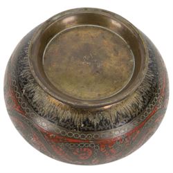 Indian bronze censor, decorated with stylised flowers upon a stepped circular base, H8cm