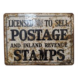 'Licensed To Sell Postage And Inland Revenue Stamps' sign, H20.5cm, W27.5cm
