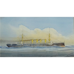  British Steam Battleship Portrait, watercolour bears signature W F Mitchell and date 1902, 29cm x 45cm RETURNED TO VENDOR   