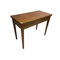 19th century mahogany side table, moulded rectangular fold-over top, single gate-leg action base, on square tapering supports
