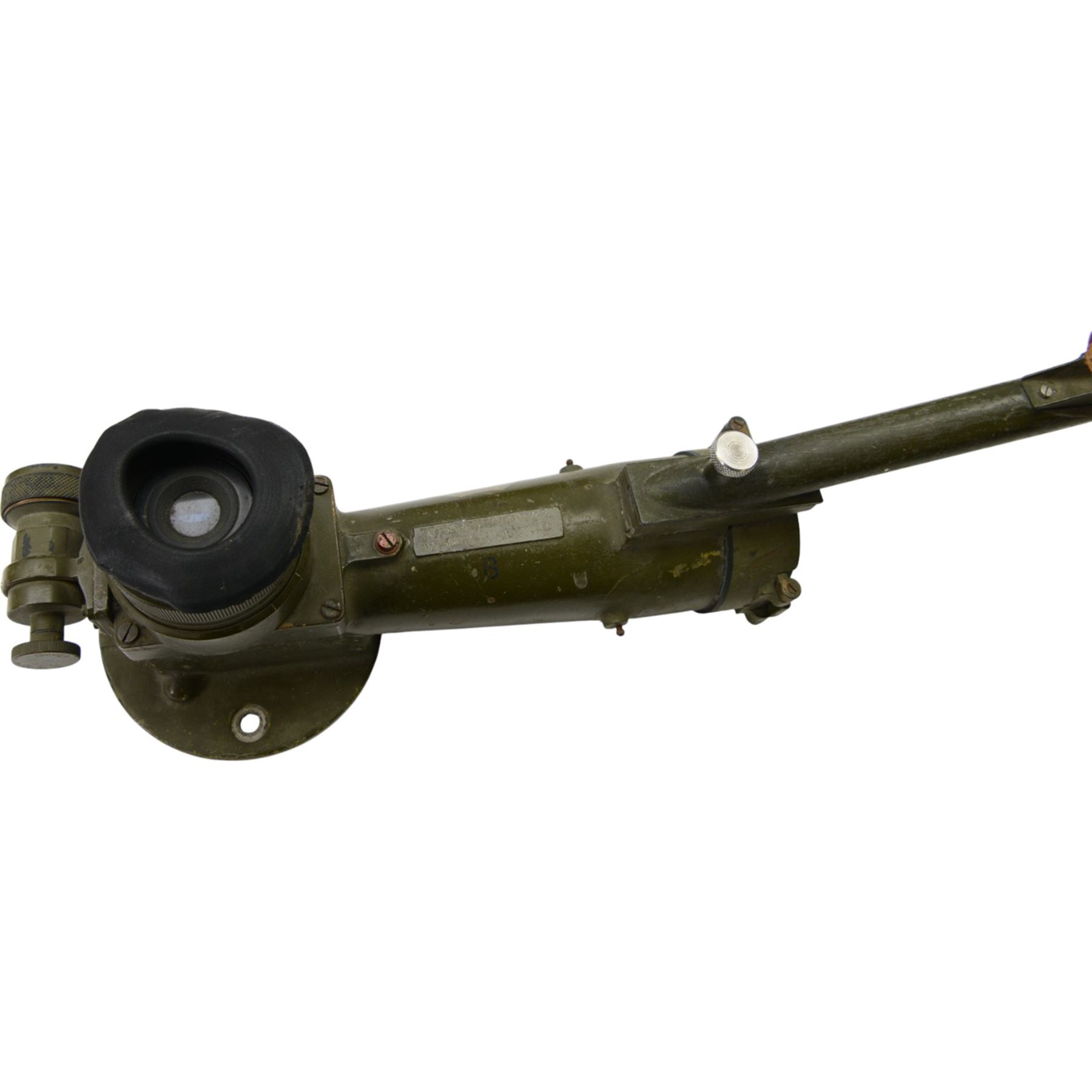 Barr & Stroud military issue type FT27 range finder no. 1009 dated 1916 stamped with broad arrow, in metal case, together with gun sights including ZRAK ON-59, MK II telescopic bearing, MK II telescope elevation and two tripods