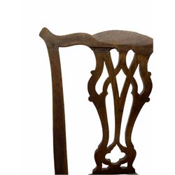 18th century country oak chair, the shaped cresting rail over vase shaped splat and plank seat, and an 18th century country oak chair with ‘Chippendale’ type splat 