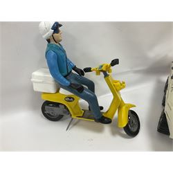 Manta Force Red Venom 1987 Bluebird Toys PLC toy plane with associated figures, with three more toy vehicles and figures comprising Lanard 1996 S.T.A.R Force Mobile Ground Support truck, Hasbro 2000 Action Man motorbike with side car, Sindy moped 