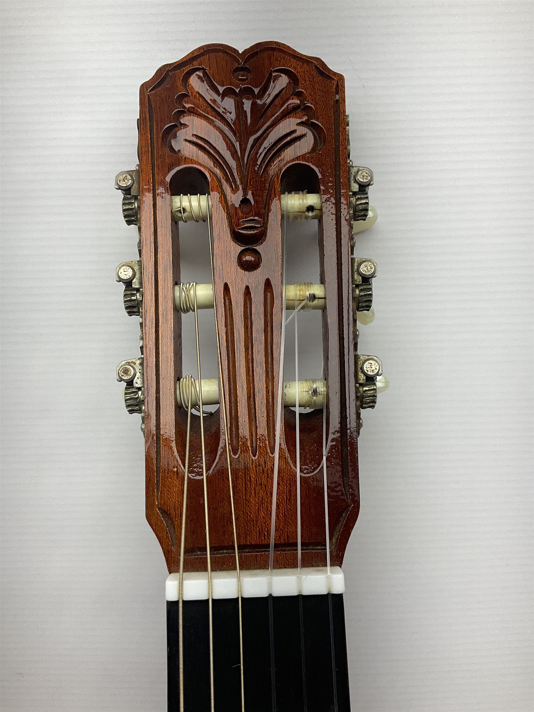 Harmony Model H6360 acoustic guitar in mahogany with spruce top, L103cm overall; and 1970s B&M (Barnes & Mullins) Concert Grande acoustic guitar, L101.5cm overall; each in hard carrying case (2)