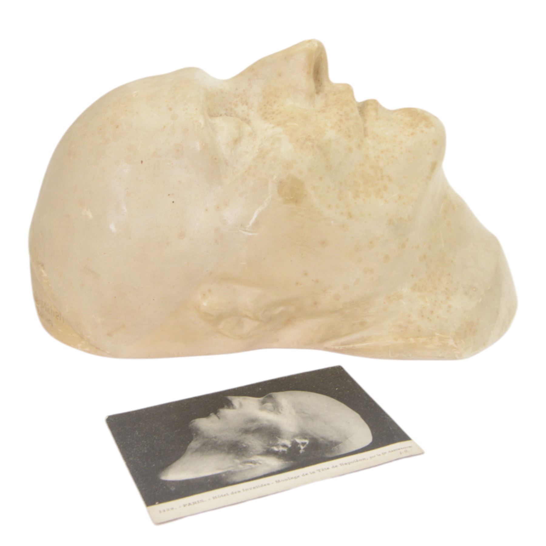 Gebruder Michell Berlin; 19th Century plaster Death Mask of Napoleon, signed to the top, H30cm 