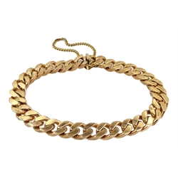 9ct gold flattened curb chain bracelet, hallmarked, approx 33.5gm