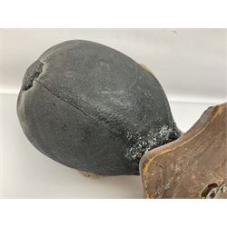 Composite figure of the head of a huntsman on a shield 'Caught by the Fox', D28cm