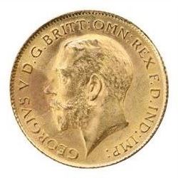 King George V 1915 gold half sovereign coin