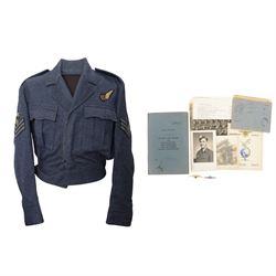 WWII Royal Air Force battle dress blouse, belonging to Flight Sargent Colin Scott 3011422,...