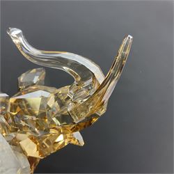 Swarovski Crystal Soulmates, Elephant, with champagne tint, upon granite base, H24.5cm
