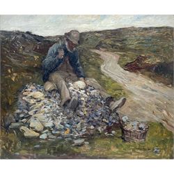Mark Senior (Staithes Group 1864-1927): 'The Stone Breaker', oil on canvas signed, titled verso 50cm x 60cm 
Provenance: private collection; exh. Michael Parkin Fine Art, 'Mark Senior 1864-1927 of Leeds and Runswick Bay and a few friends', 22nd May - 22nd June 1974, no.4; with Phillips & Sons, Marlow, 1980; from the family of the artist