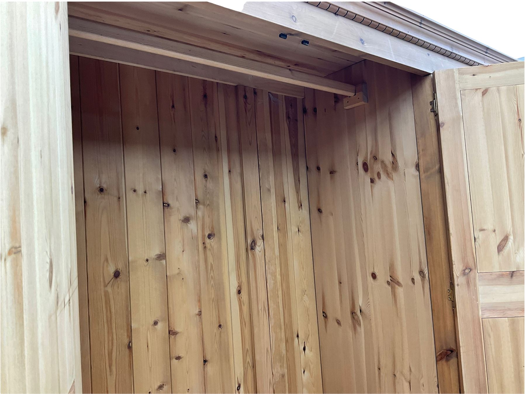 Solid pine triple wardrobe with three drawers