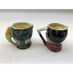 John Beswick figure of a seated piglet, Beswick Beatrix Potter Mrs Rabbit and Peter figure, and quantity of Sandland Character Ware jugs