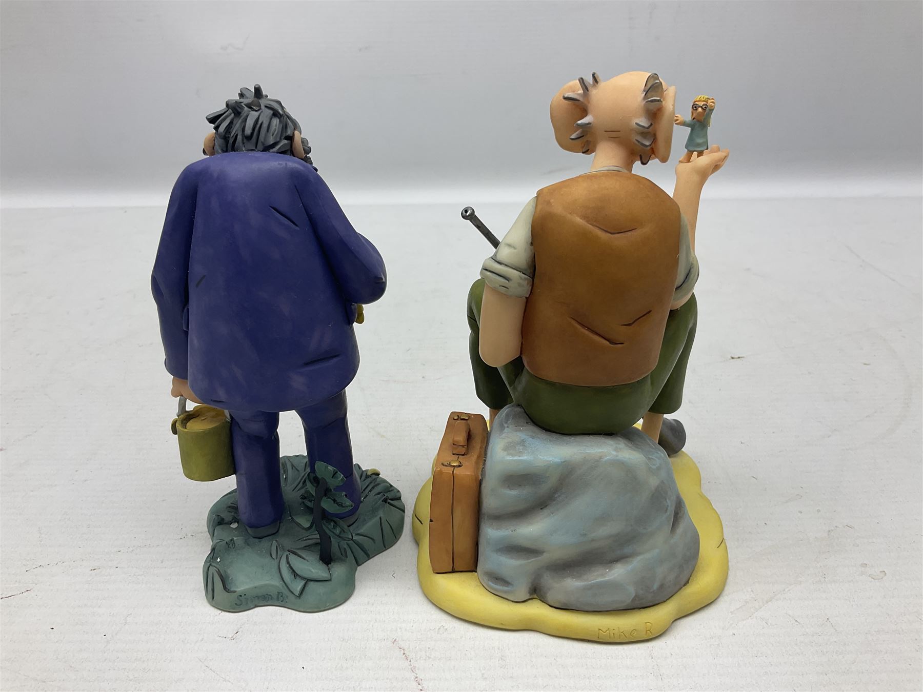 Ten Robert Harrop figures, comprising The World of Roald Dahl Mr Twit RD04 and The BFG RD03, boxed, The Camberwick Green Collection limited edition Mrs Honeyman CG04, The Mayor CGL04 and The Mayor and Philby in the Memorial Car CG68, The PG Chimps Collection Dolly PG003, boxed, Andy Capp by Reg Smythe Andy Capp AC01 and Flo AC02, boxed, and Country Companions English Setter CC21 and Flat Coat Retriever Fisherman CC13, boxed