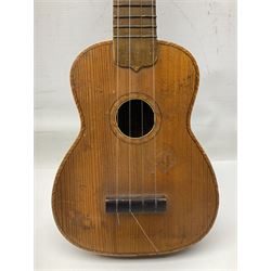 Trumelo BMI banjo ukulele no.3013 L58cm; in soft carrying case; and Kapok Brand guitar shaped ukulele L51cm (2)