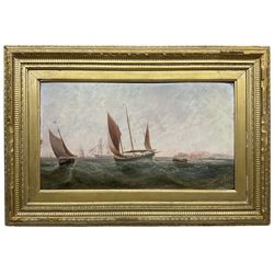 English School (19th century): Fishing Smack and other Shipping off the Coast, oil on board unsigned 19cm x 34.5cm