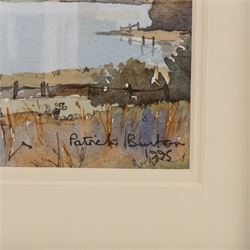 Patrick Austin Burton (British 1930-2009): A View of Hornsea Mere and The Old Cross, pair of watercolours signed and dated 1995, 18cm x 24cm (2)