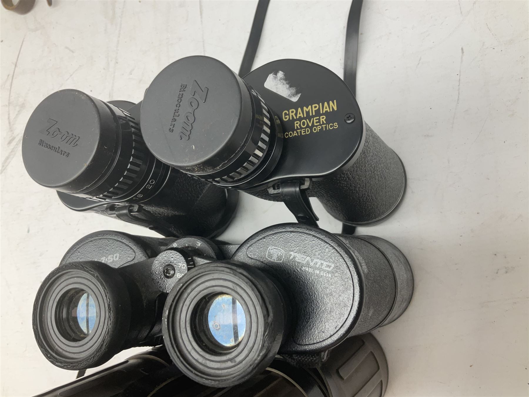 Nine cased pairs of binoculars to include Lieberman & Gortz 12x50, Frank Nipole 8x56, Uniscope, Hoya mark II 8x40, Porst 8x56 etc