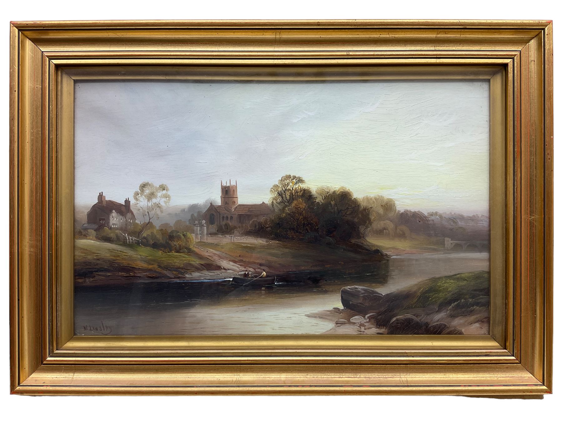 Walter Linsley Meegan (British c1860-1944): Tadcaster Church and On the Wharfe at Collingham, pair oils on canvas signed 24cm x 39cm (2)