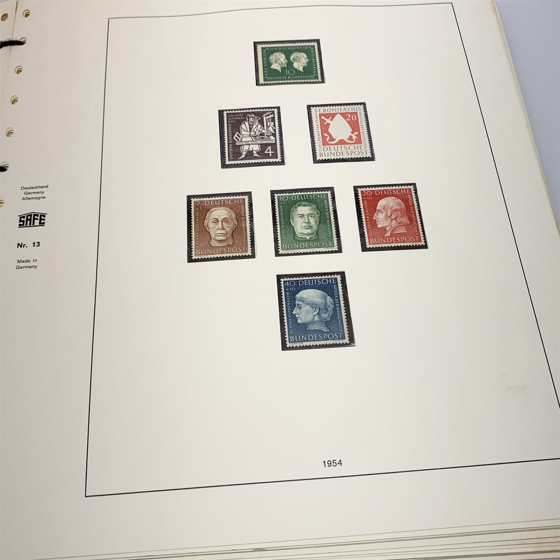 'Safe Album' printed pages 'Bundesrepublik Deutschland' West Germany, stamps from 1949 - 1972, mostly complete with a few gaps, mint and used