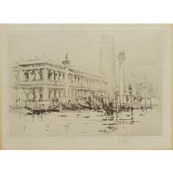  'Library of St Mark', etching signed in pencil by William Walcott (British 1847-1943) 14cm x 19cm  