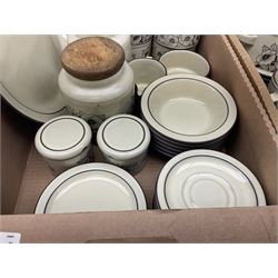 Quantity of Hornsea 'Cornrose' pattern tea and dinner wares, to include teapot, lidded twin handled tureen, storage jars, bowls, dinner plates etc