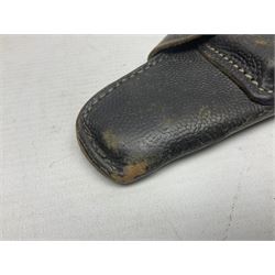 WW2 German P38 auto pistol leather holster with magazine pouch; marked P38 verso and CXB 4 H24cm