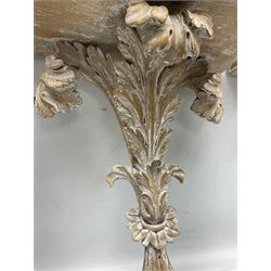 Pair of Rococo style carved wood wall brackets, L37cm