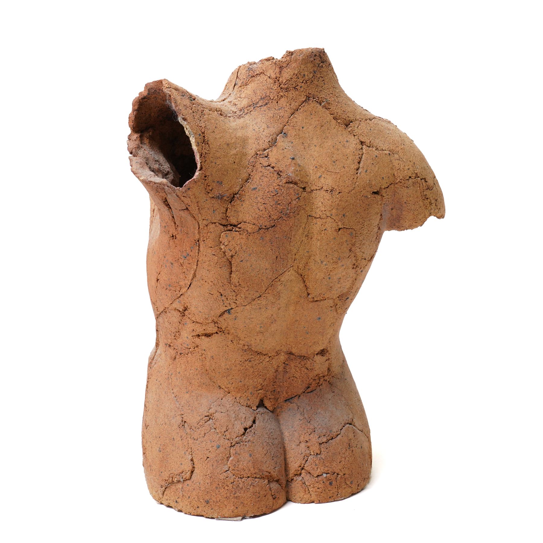 English School (Contemporary): Three Female Torsos, set of clay and sand hollow sculptures, approx H38cm (3)