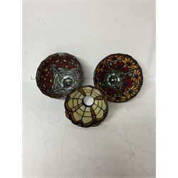 Three Tiffany style lamp shades, each with multicoloured floral decoration, largest D20.5cm