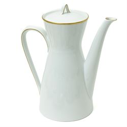  Rosenthal - mid-20th century 'Form 2000' coffee set  with gilt rims comprising twelve cups and saucers and coffee pot