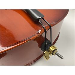 Gear4Music three-quarter sized cello with 70cm one-piece back and spruce top; bears maker's label; L112cm overall; in soft carrying case with Erich Steiner bow
