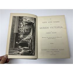 Three L Ruet etchings, together with two volumes of The Life and Times of Queen Victoria by Wilson 