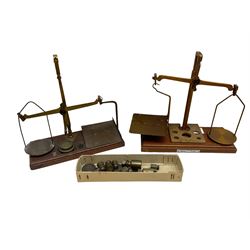 Set of Arnold Precision scales with weights together with a further set of postal scales and weights 