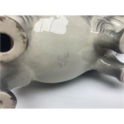 Large Sylvac monkey together with three smaller monkeys, together with Beswick Pigeon no 1383, Melba Ware hippo and baby and Royal Dux elephant 