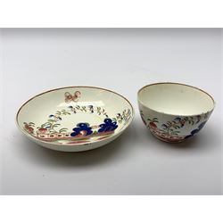 18th century A & E Keeling (Factory X) tea bowl and saucer, circa 1792-1800, decorated with rocks, fence and stylised willow, teabowl D8.5cm saucer D13.5cm