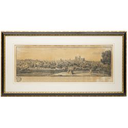 After Samuel Buck (British 1696-1779) and Nathaniel Buck (British fl. 1724-1759): 'The South East Prospect of the City of York' and 'The South East Prospect of Leeds in the County of York', pair of engravings pub. 1745, in matching frames 31cm x 82cm (2)