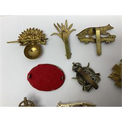 Twenty-six cap badges for Yeomanry and various guards including Fife & Forfar, Lothian and Border Horse, Leicestershire, Northamptonshire, Queens Own, Coldstream, Grenadier, Machine Gun Regiment, Life Guards etc (26)
