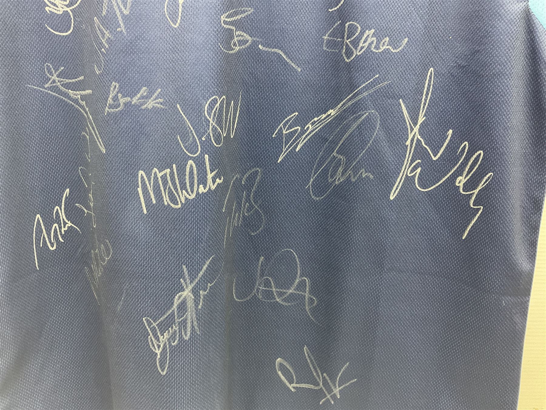 Two signed Yorkshire cricket shirts, to include a Yorkshire Vikings T20 shirt and a Yorkshire County Cricket Club Tattersall shirt 