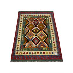 Chobi Kilim rug, multi-coloured geometric design