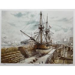 David C Bell (British 1950-): 'The Endeavour in Alexandra Dry Dock - Hull 2003', limited edition colour print signed in pencil 34cm x 46cm 