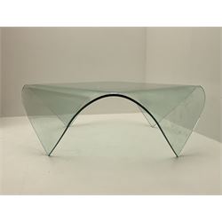 Contemporary curved and folded glass coffee table 