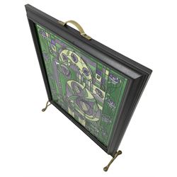 Rennie Mackintosh design Art Nouveau style stained glass fire screen