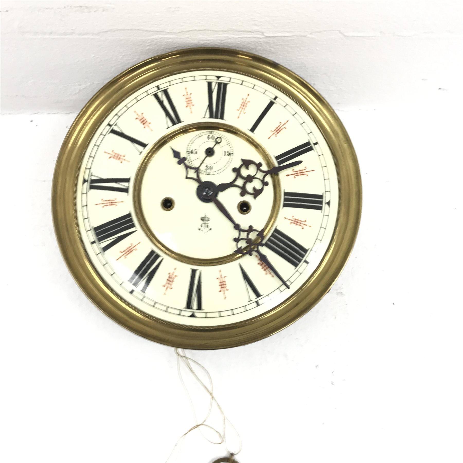 Early 20th century Gustav Becker clock movement, enamel Roman dial with subsidiary seconds dial